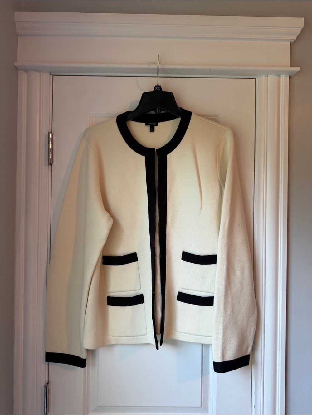 Talbots Classic Cream and Black Trim Lady Jacket